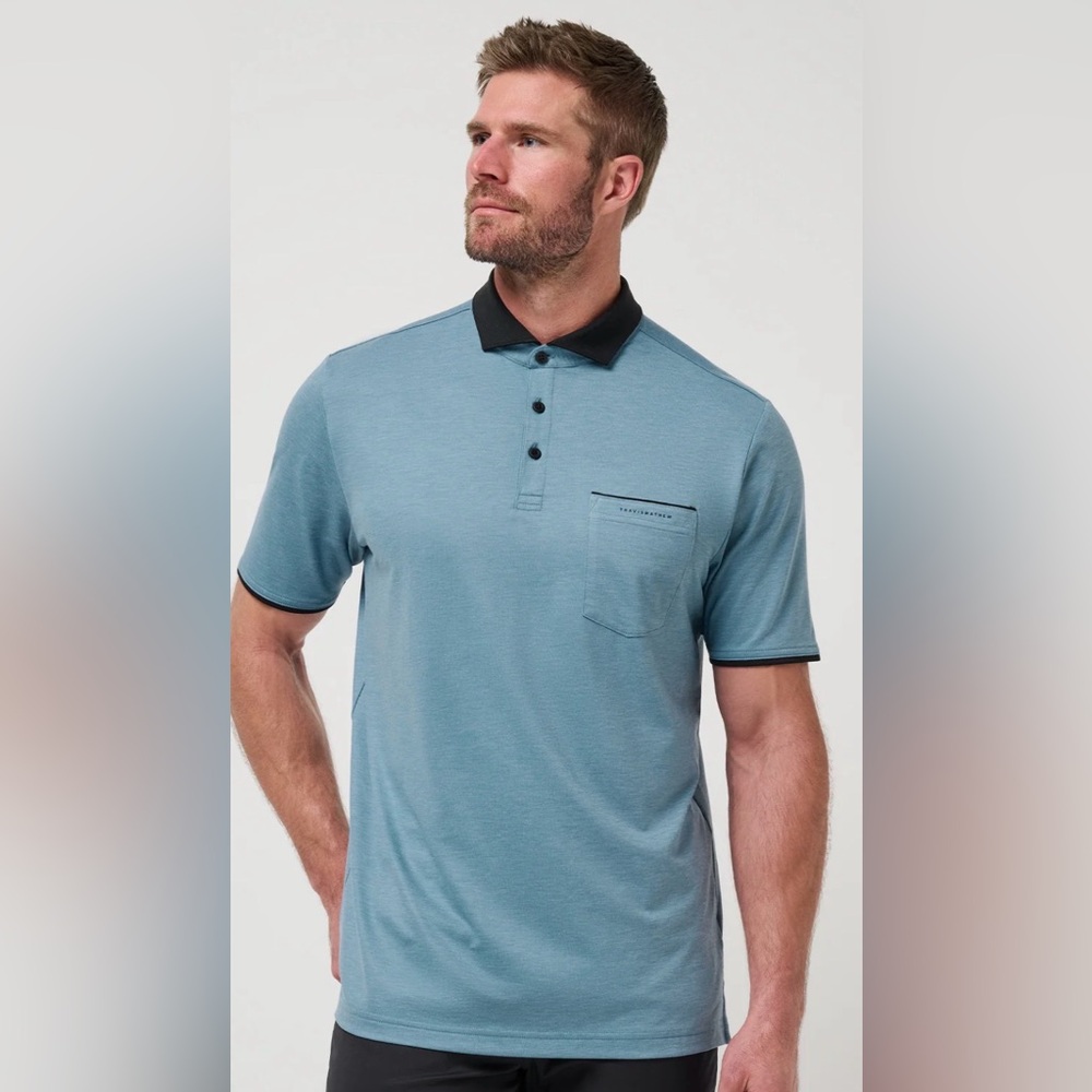NWT Travis Mathew Featherweight Pocket Polo, Captains Blue, regular fit